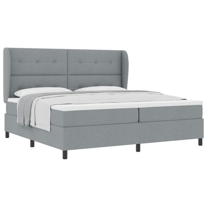 Boxspring bed met hoofdeinde Lichtgrijs 200 x 200 cm Stof