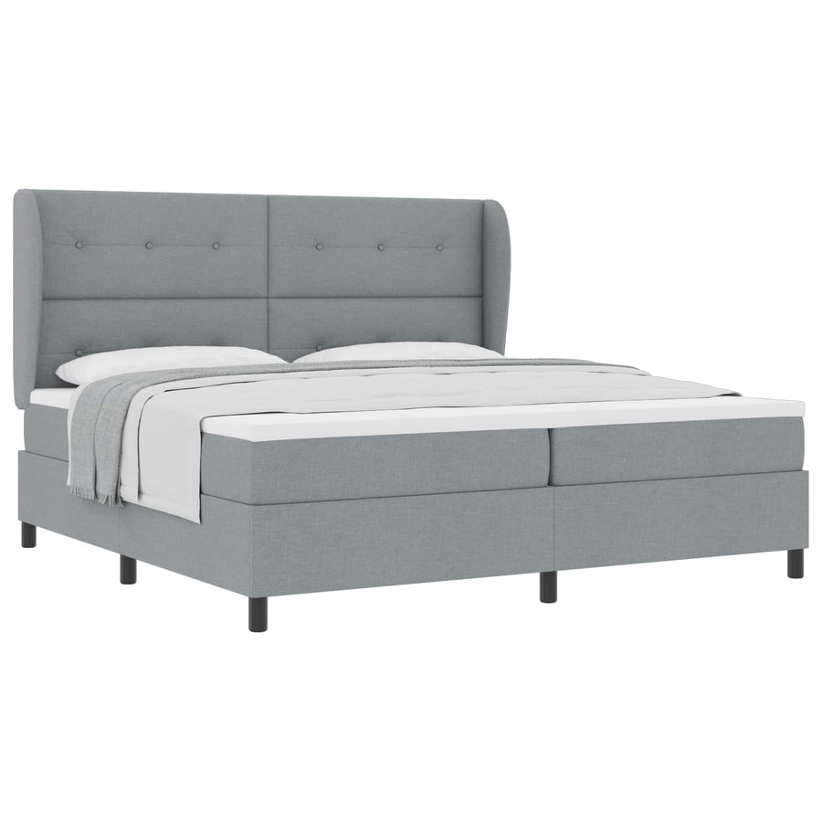 Boxspring bed met hoofdeinde Lichtgrijs 200 x 200 cm Stof