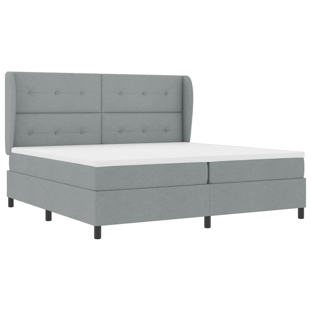 Boxspring bed met hoofdeinde Lichtgrijs 200 x 200 cm Stof