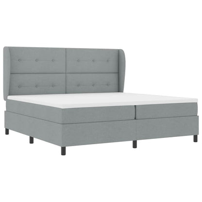 Boxspring bed met hoofdeinde Lichtgrijs 200 x 200 cm Stof