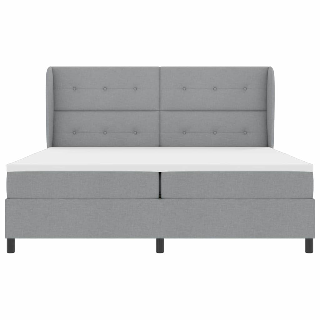 Boxspring bed met hoofdeinde Lichtgrijs 200 x 200 cm Stof