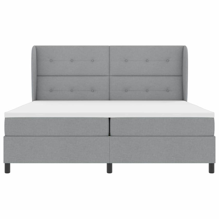 Boxspring bed met hoofdeinde Lichtgrijs 200 x 200 cm Stof