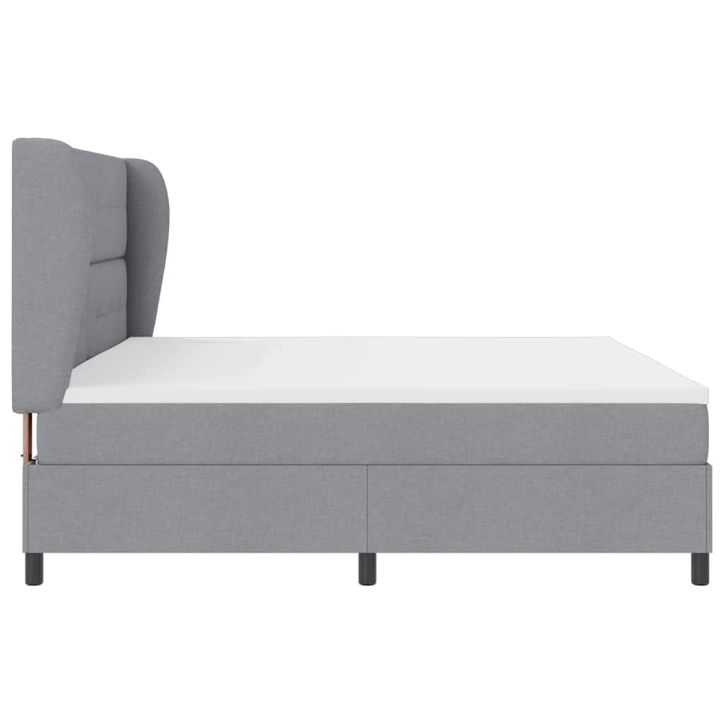 Boxspring bed met hoofdeinde Lichtgrijs 200 x 200 cm Stof