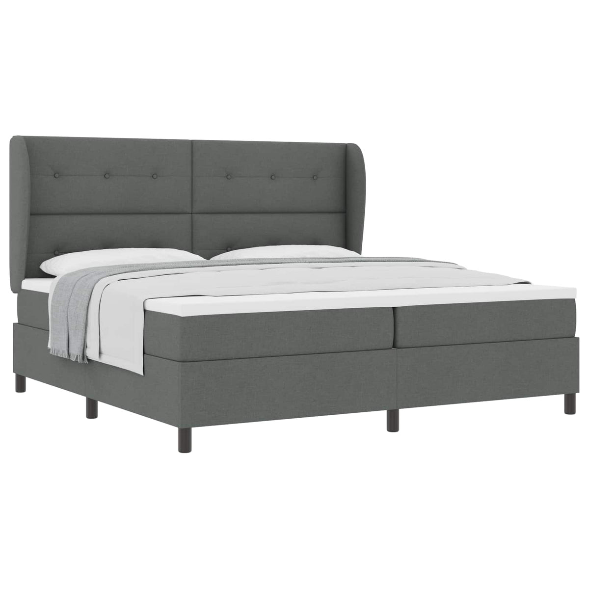Boxspring bed met hoofdeinde Donkergrijs 200 x 200 cm Stof