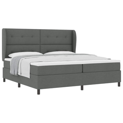 Boxspring bed met hoofdeinde Donkergrijs 200 x 200 cm Stof