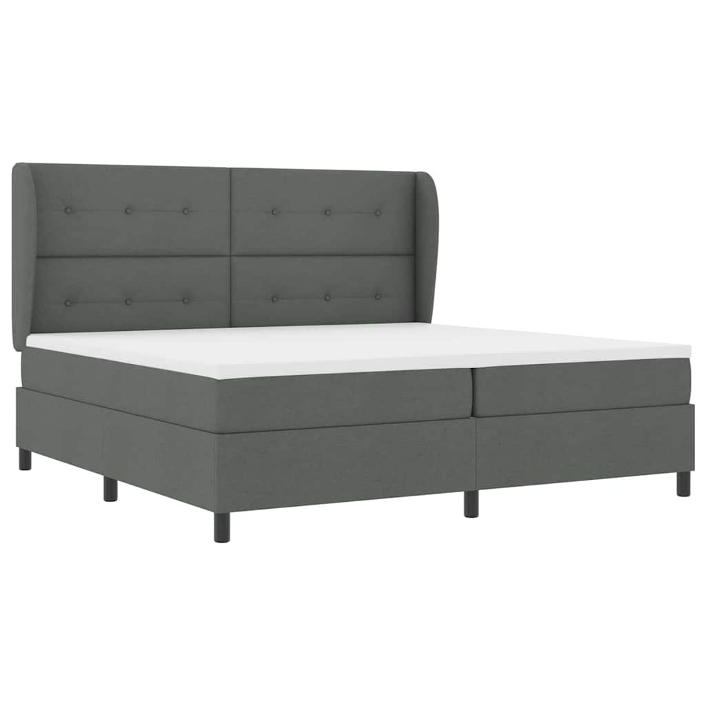 Boxspring bed met hoofdeinde Donkergrijs 200 x 200 cm Stof