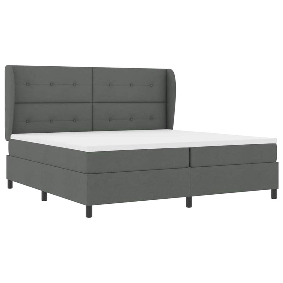 Boxspring bed met hoofdeinde Donkergrijs 200 x 200 cm Stof