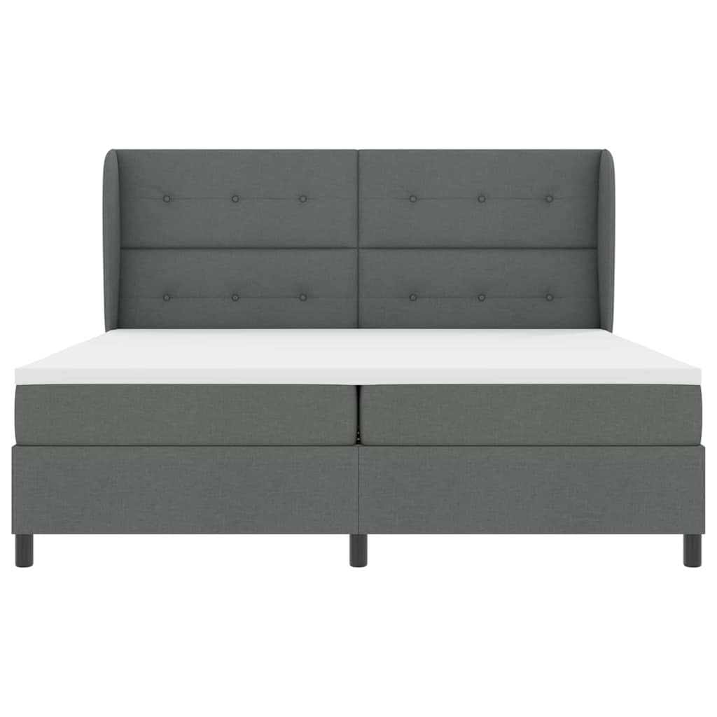 Boxspring bed met hoofdeinde Donkergrijs 200 x 200 cm Stof