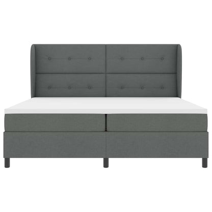 Boxspring bed met hoofdeinde Donkergrijs 200 x 200 cm Stof