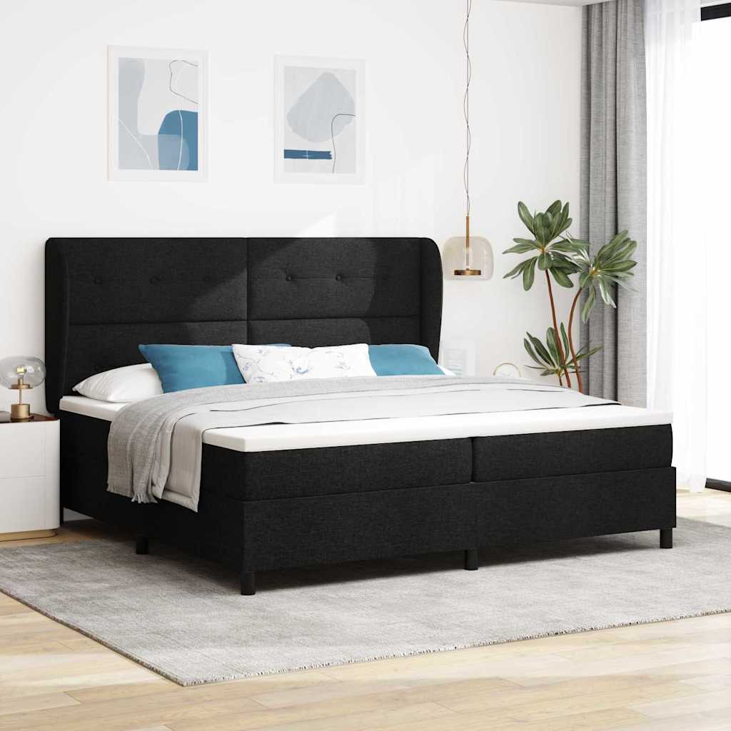Boxspring bed met hoofdeinde Zwart 200 x 200 cm Stof