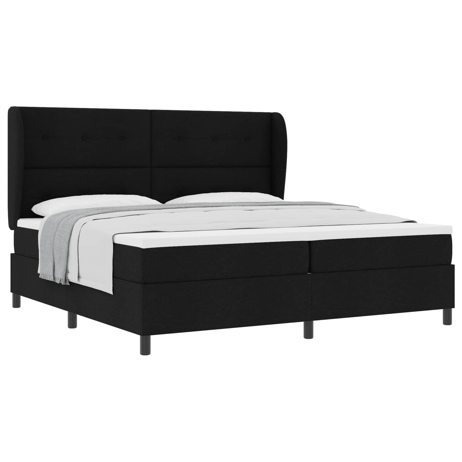 Boxspring bed met hoofdeinde Zwart 200 x 200 cm Stof