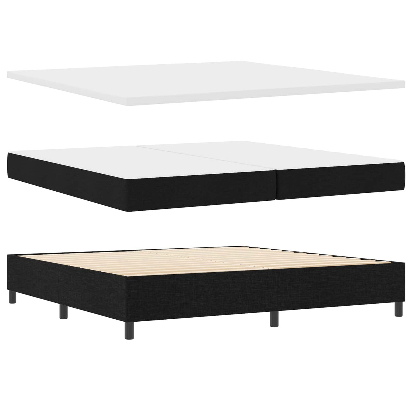 Boxspring bed met hoofdeinde Zwart 200 x 200 cm Stof