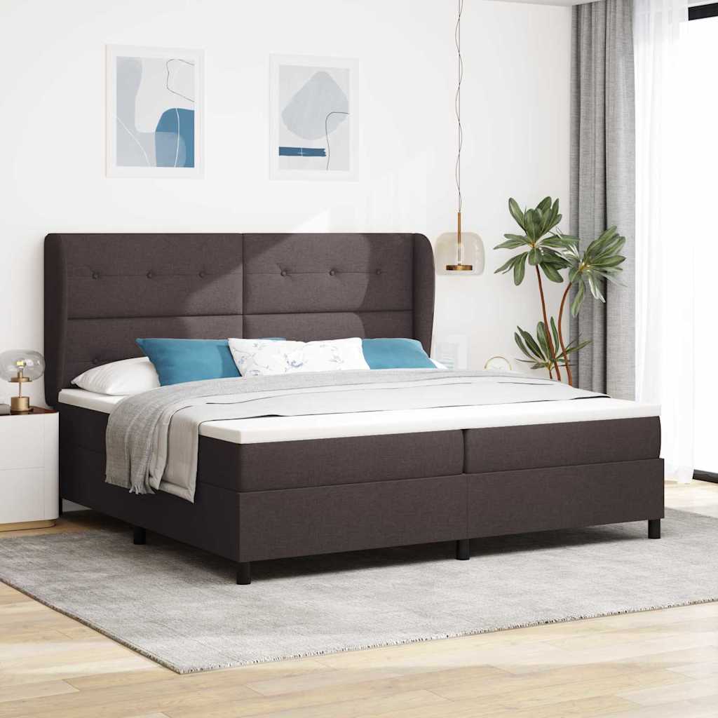 Boxspring bed met hoofdeinde Donkerbruin 200 x 200 cm Stof