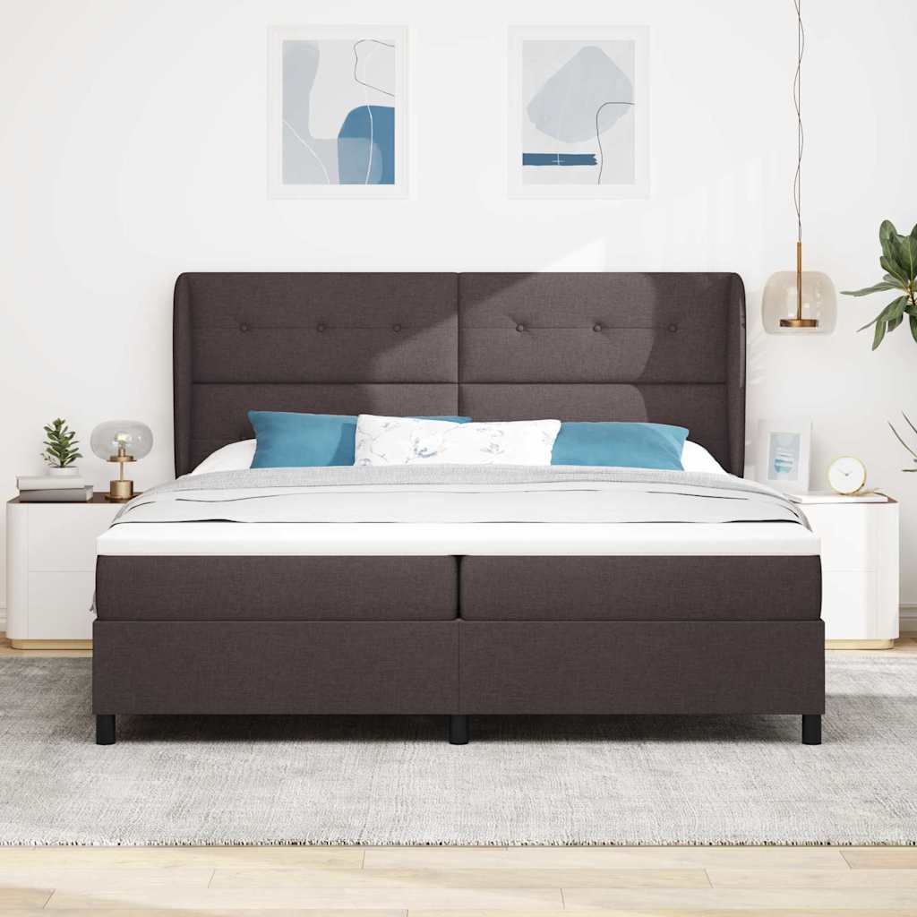 Boxspring bed met hoofdeinde Donkerbruin 200 x 200 cm Stof