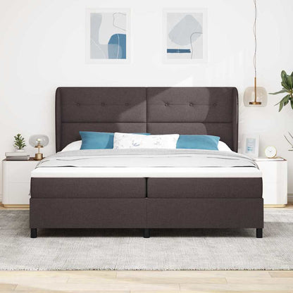 Boxspring bed met hoofdeinde Donkerbruin 200 x 200 cm Stof