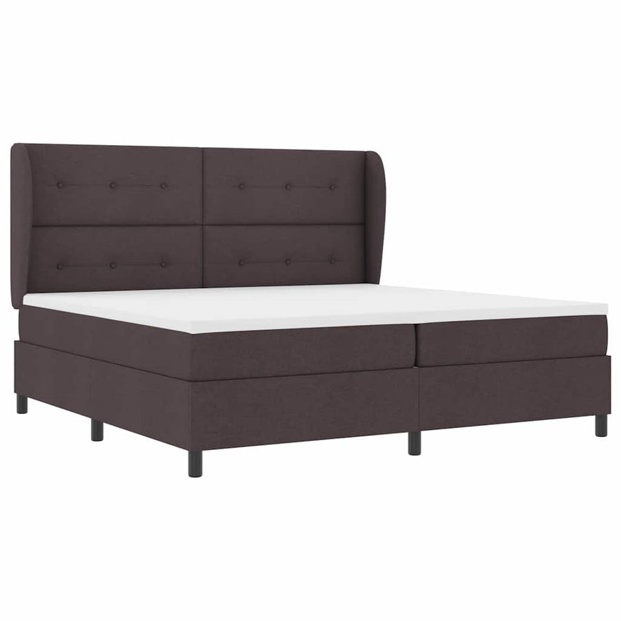 Boxspring bed met hoofdeinde Donkerbruin 200 x 200 cm Stof