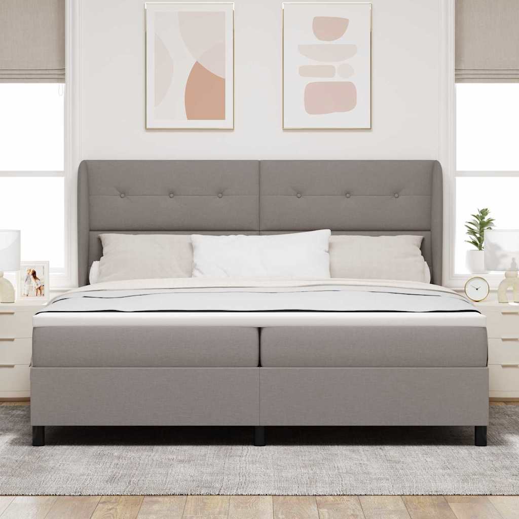 Boxspring bed met hoofdeinde Taupe 200 x 200 cm Stof
