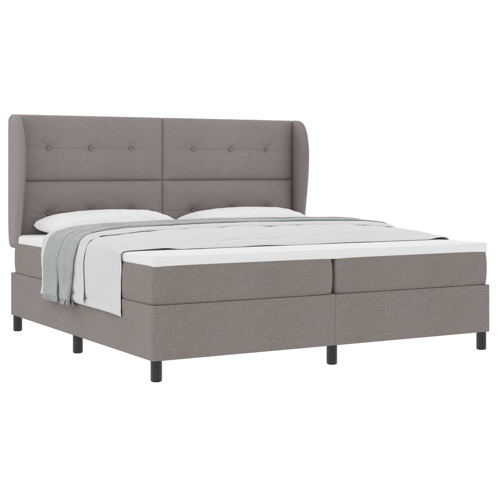 Boxspring bed met hoofdeinde Taupe 200 x 200 cm Stof
