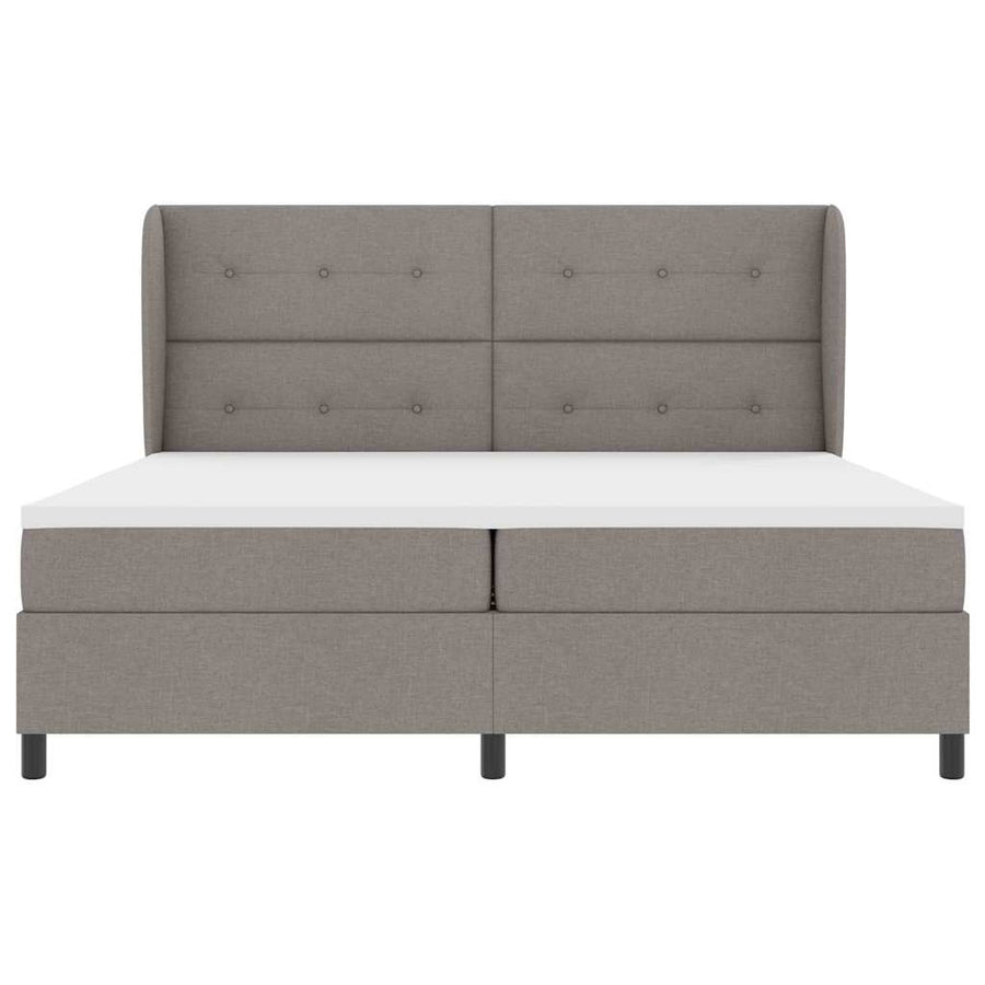 Boxspring bed met hoofdeinde Taupe 200 x 200 cm Stof