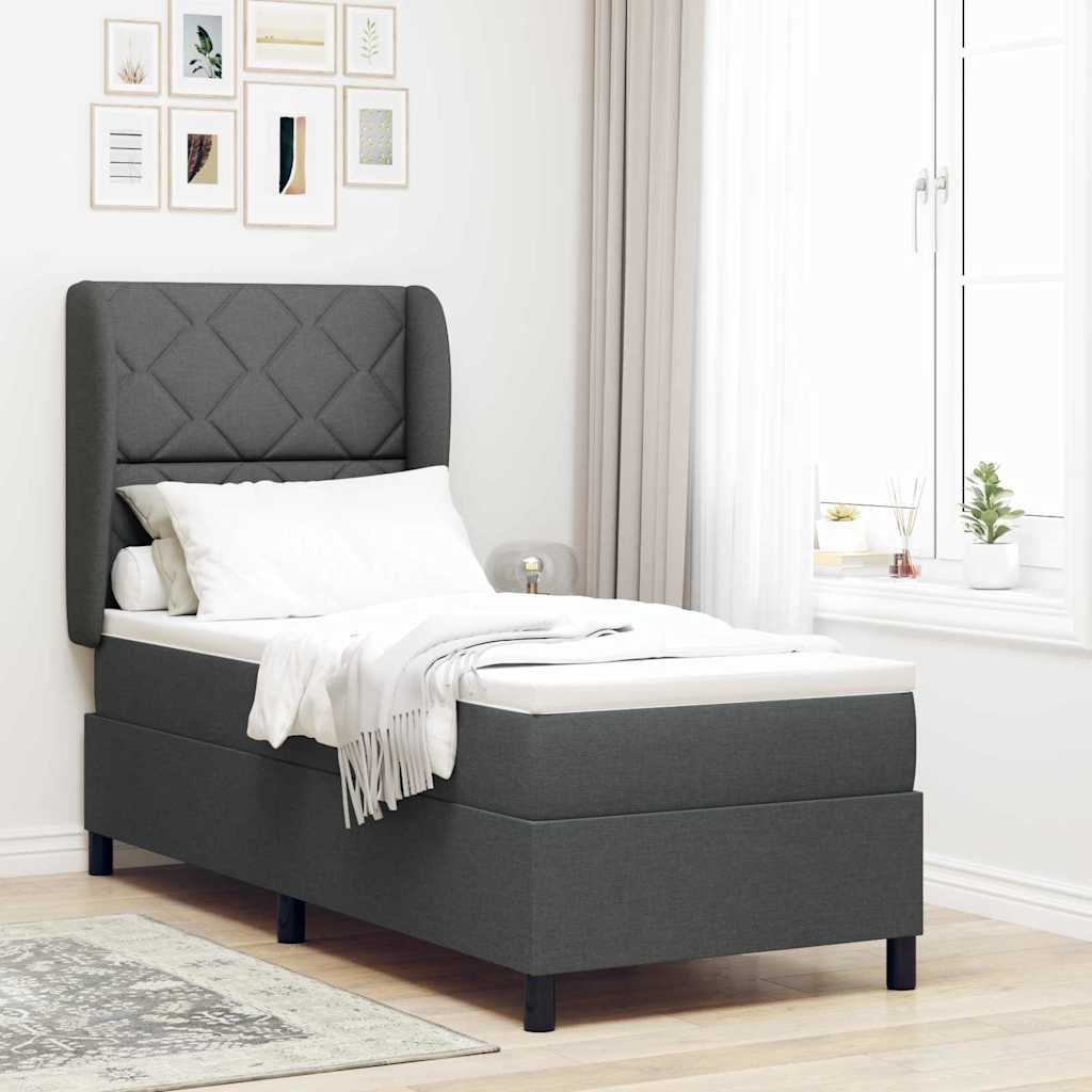 Boxspring bed met matras Donkergrijs 80 x 200 cm Stof