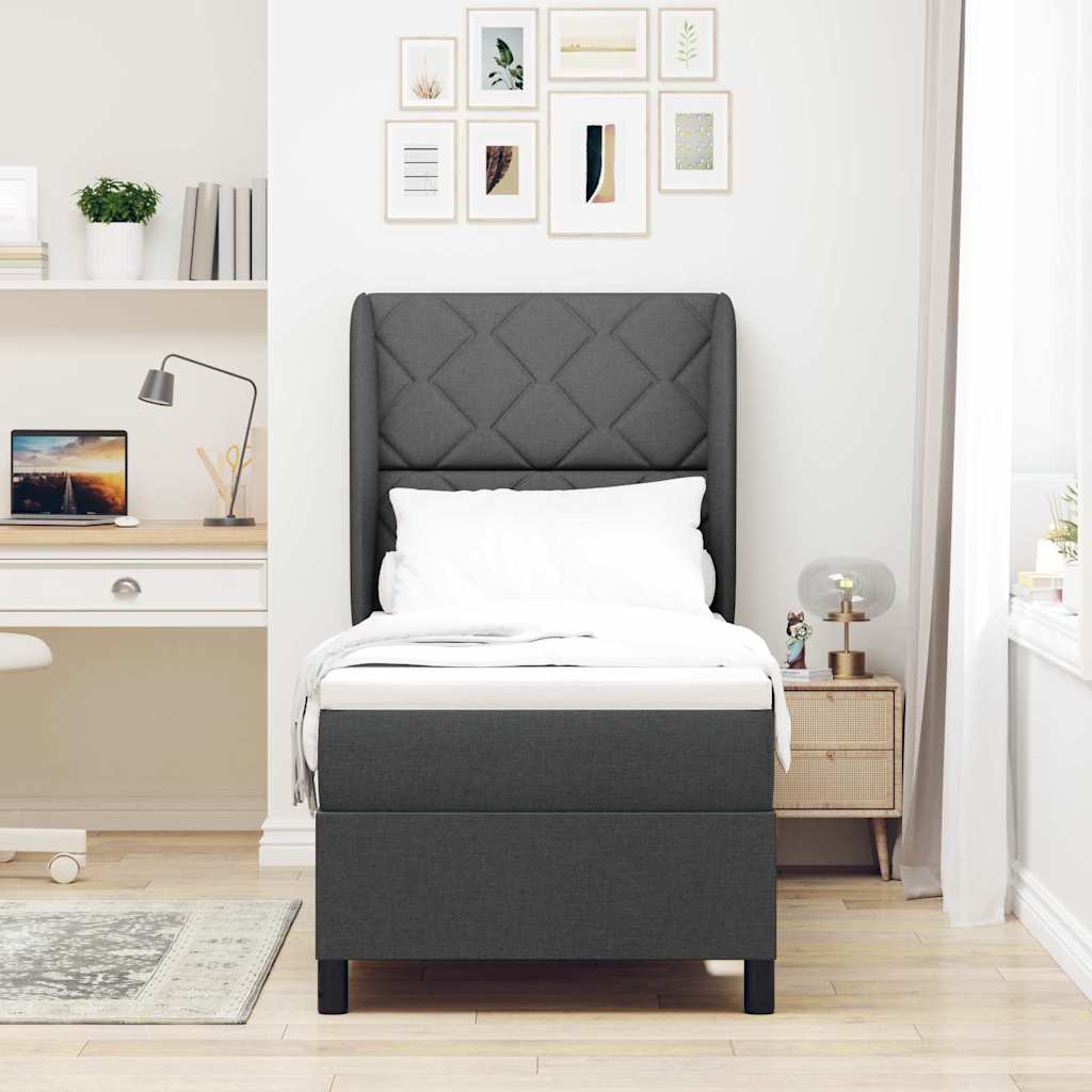 Boxspring bed met matras Donkergrijs 80 x 200 cm Stof