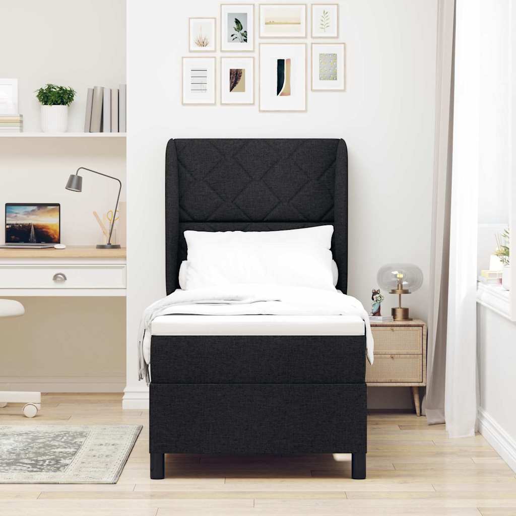 Boxspring bed met hoofdeinde Zwart 80 x 200 cm Stof