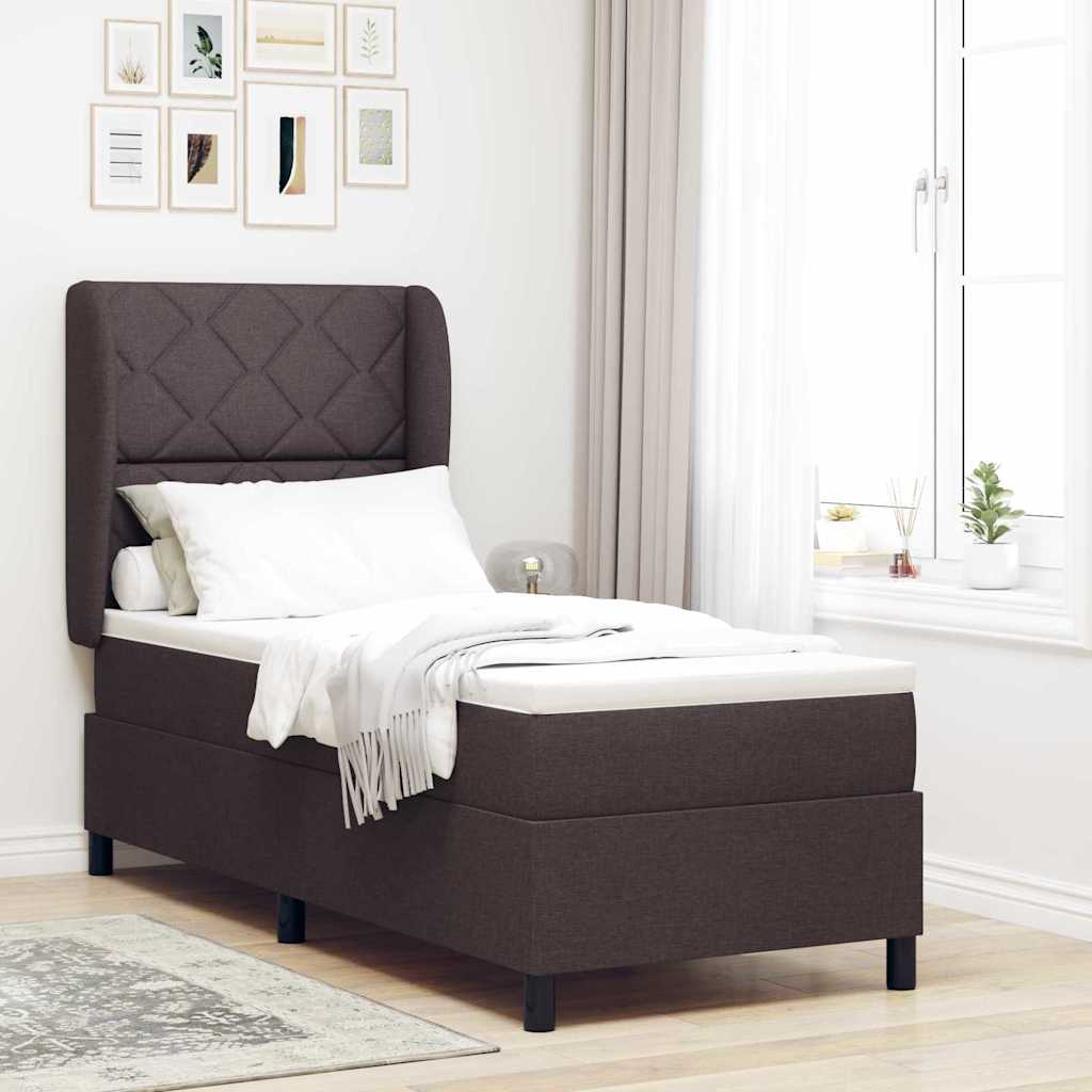 Boxspring bed met hoofdeinde Donkerbruin 80 x 200 cm Stof