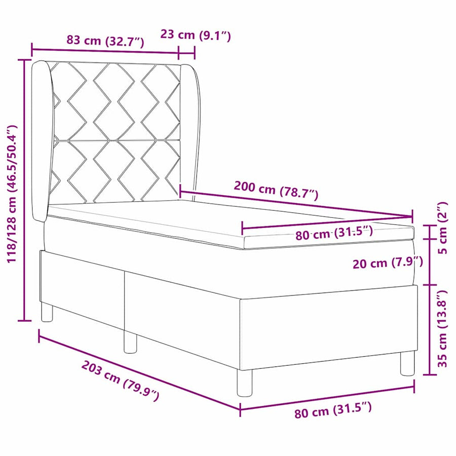 Boxspring bed met hoofdeinde Donkerbruin 80 x 200 cm Stof