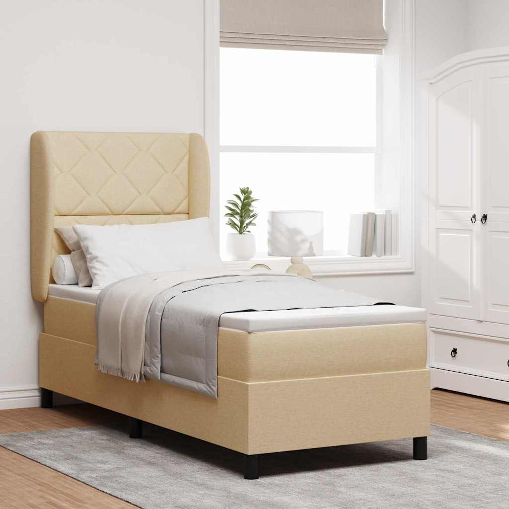Boxspring bed met matras met hoofdeinde Crème 80 x 200 cm Stof