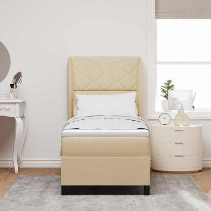 Boxspring bed met matras met hoofdeinde Crème 80 x 200 cm Stof