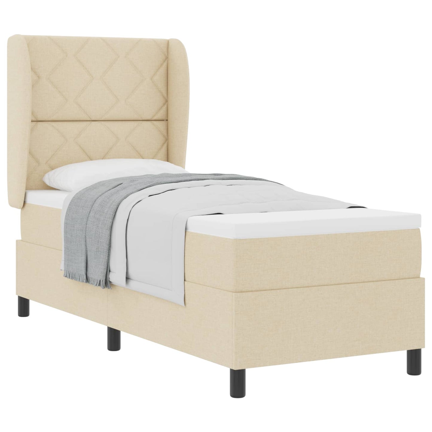 Boxspring bed met matras met hoofdeinde Crème 80 x 200 cm Stof