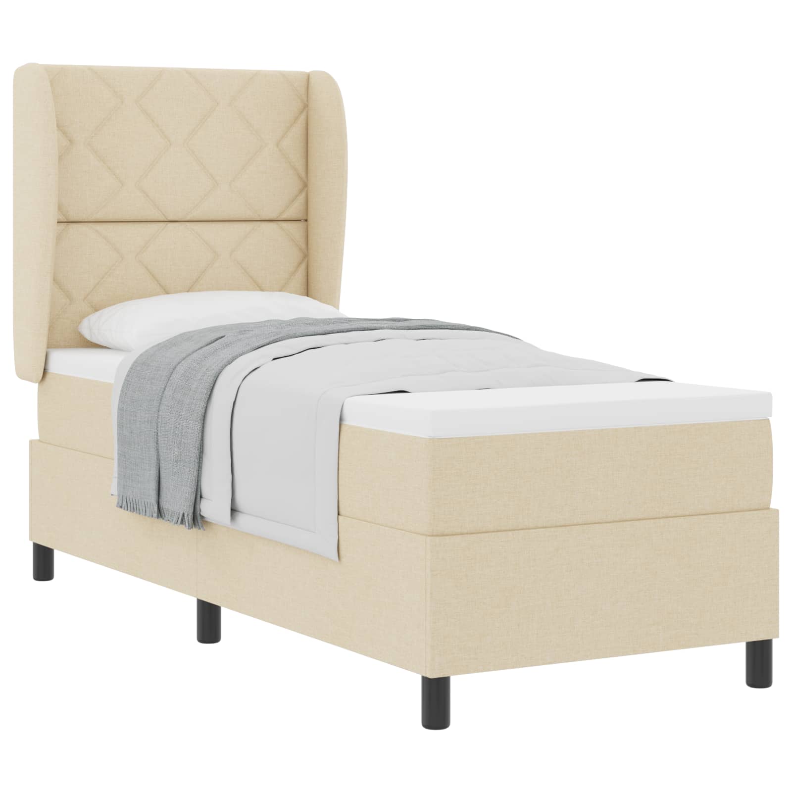 Boxspring bed met matras met hoofdeinde Crème 80 x 200 cm Stof