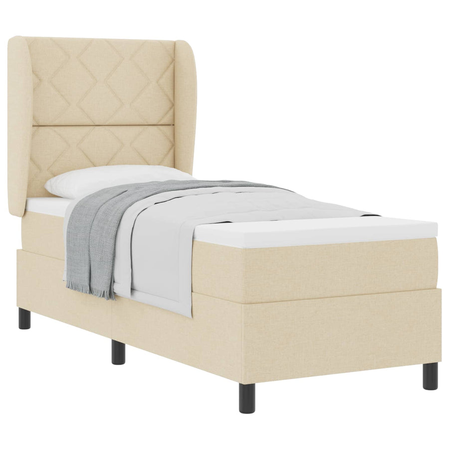Boxspring bed met matras met hoofdeinde Crème 80 x 200 cm Stof