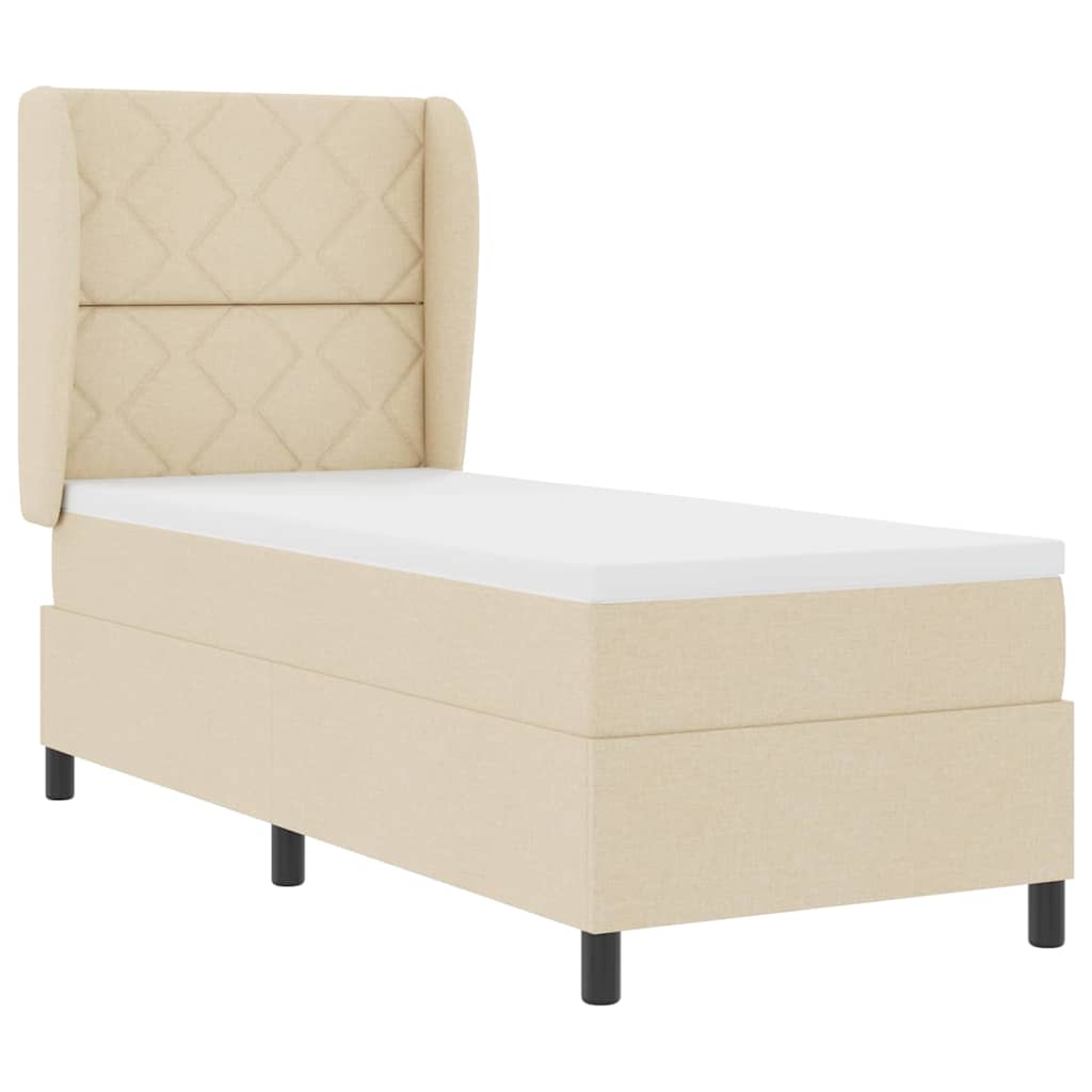 Boxspring bed met matras met hoofdeinde Crème 80 x 200 cm Stof