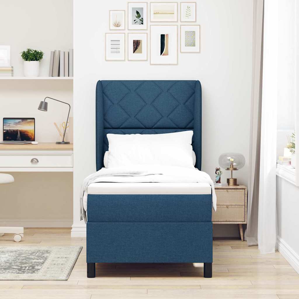 Boxspring bed met hoofdeinde Blauw 80 x 200 cm Stof