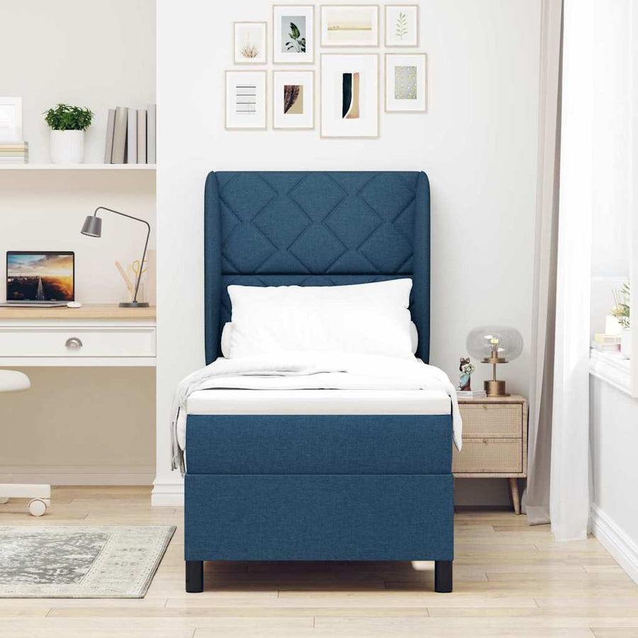 Boxspring bed met hoofdeinde Blauw 80 x 200 cm Stof