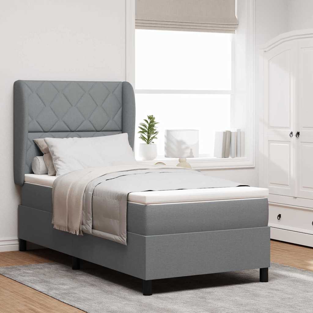Boxspring bed met hoofdeinde Lichtgrijs 90 x 190 cm Stof