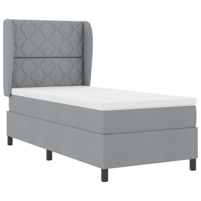 Boxspring bed met hoofdeinde Lichtgrijs 90 x 190 cm Stof