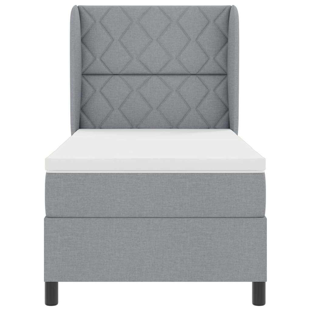 Boxspring bed met hoofdeinde Lichtgrijs 90 x 190 cm Stof