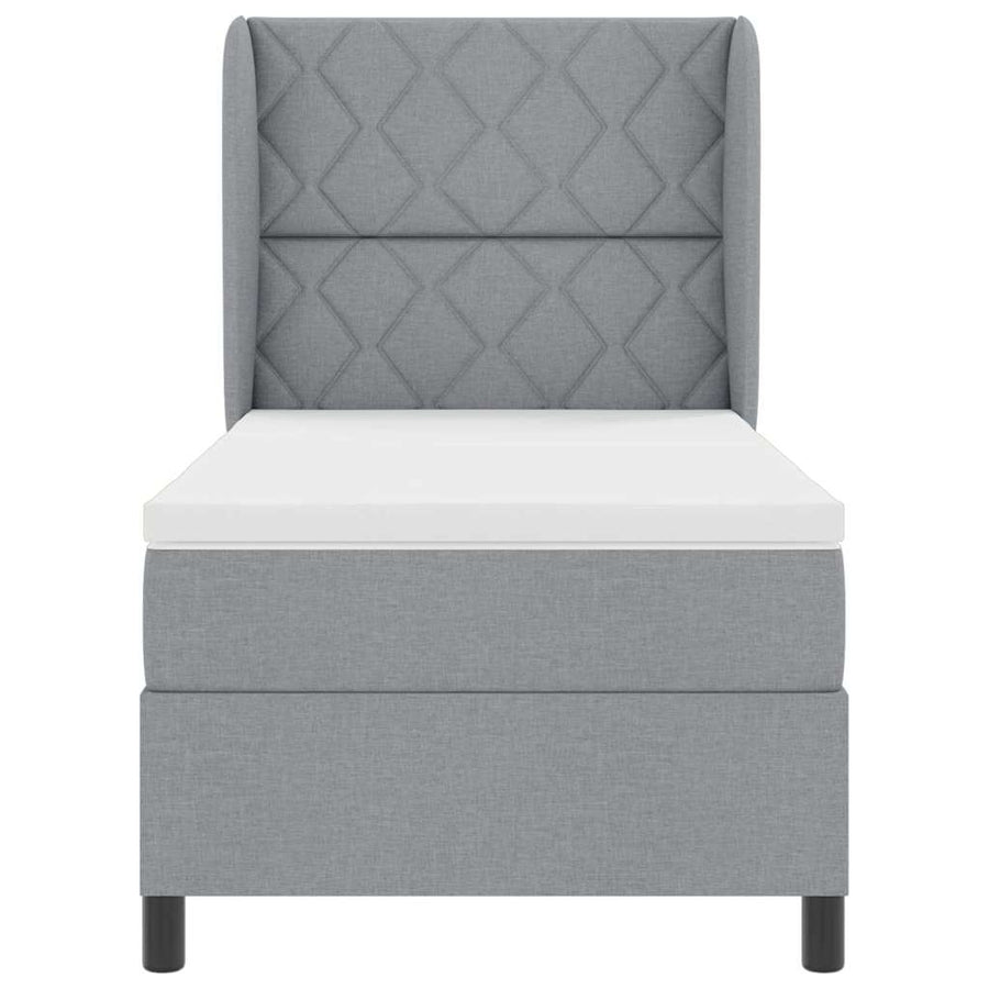 Boxspring bed met hoofdeinde Lichtgrijs 90 x 190 cm Stof