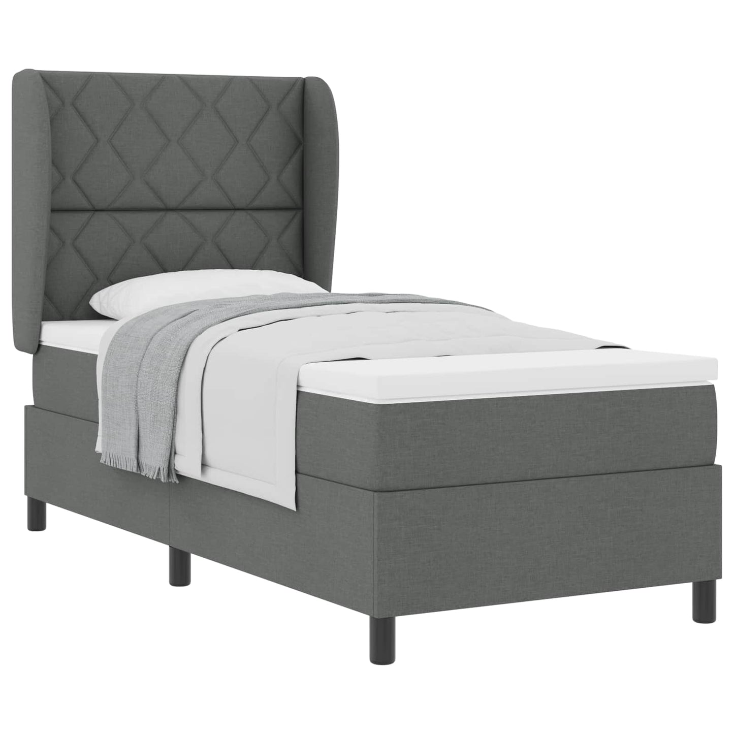 Boxspring bed met hoofdeinde Donkergrijs 90 x 190 cm Stof