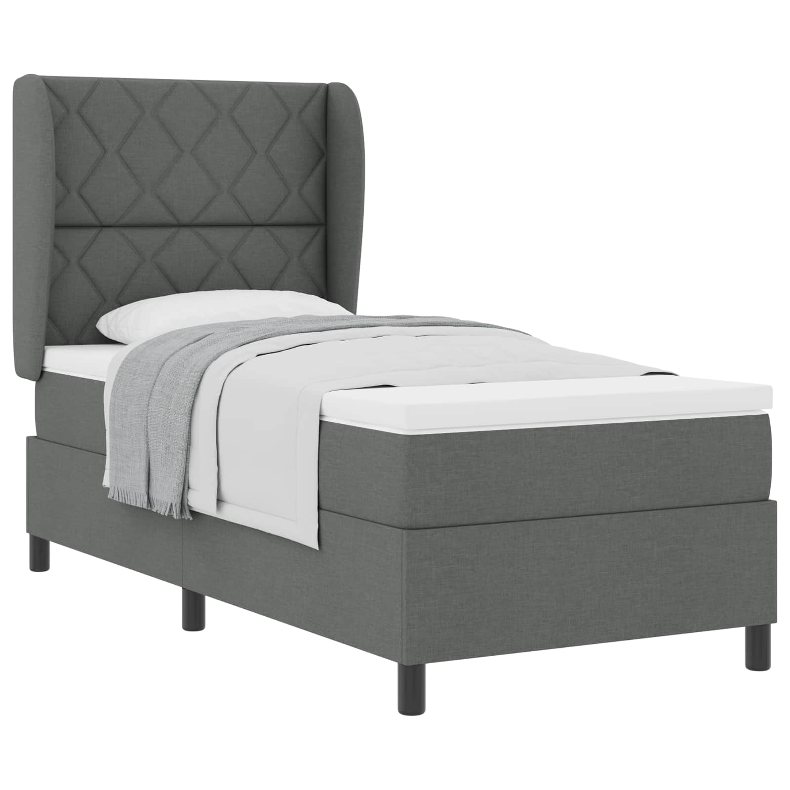 Boxspring bed met hoofdeinde Donkergrijs 90 x 190 cm Stof