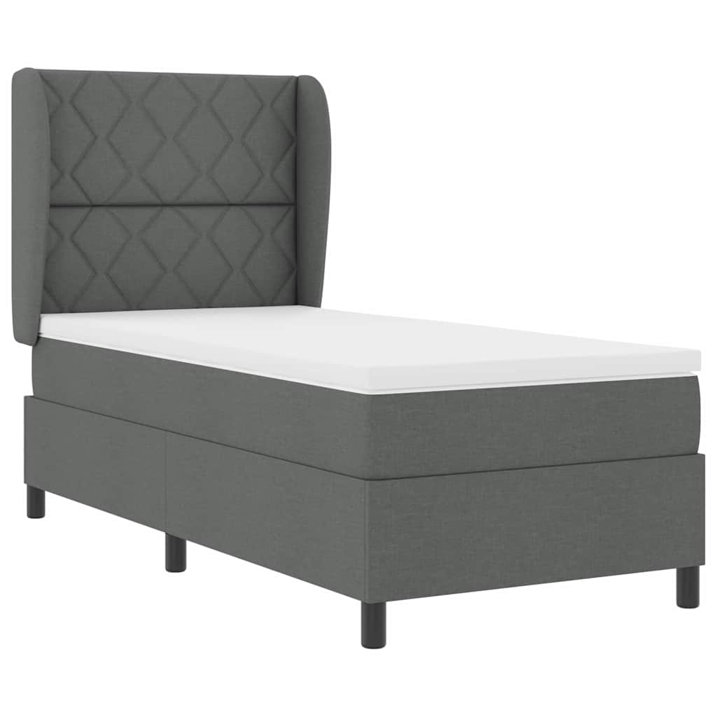 Boxspring bed met hoofdeinde Donkergrijs 90 x 190 cm Stof
