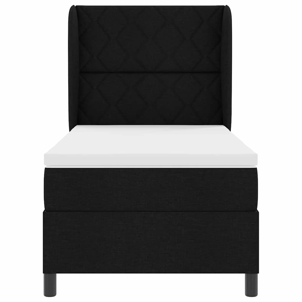 Boxspring bed met hoofdeinde Zwart 90 x 190 cm Stof