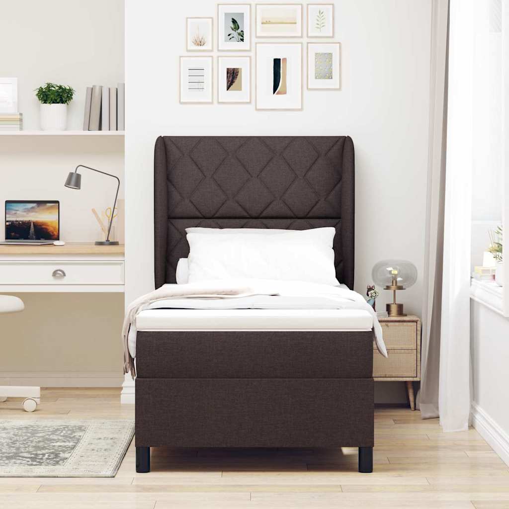Boxspring bed met hoofdeinde Donkerbruin 90 x 190 cm Stof