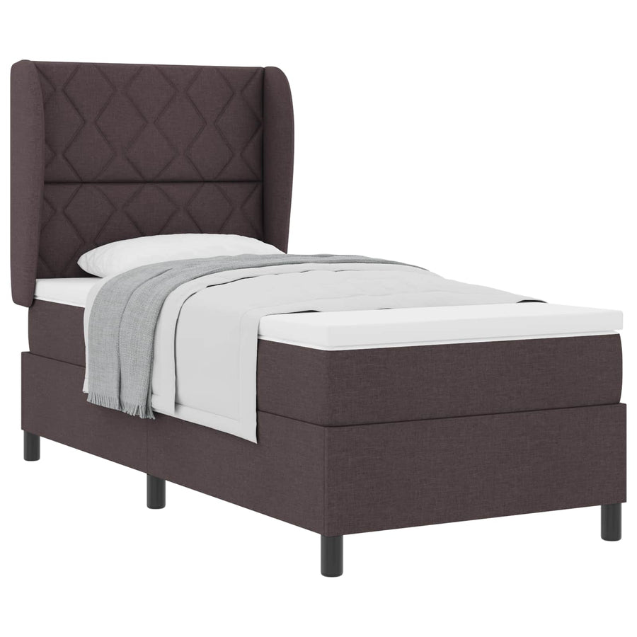 Boxspring bed met hoofdeinde Donkerbruin 90 x 190 cm Stof