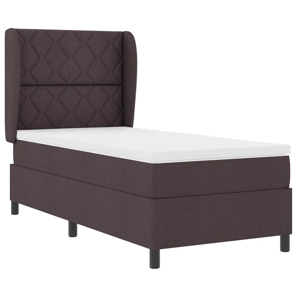 Boxspring bed met hoofdeinde Donkerbruin 90 x 190 cm Stof