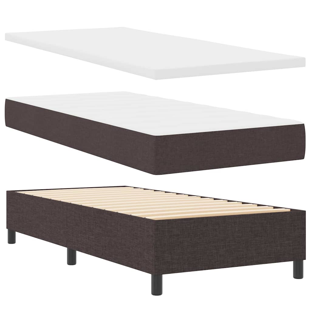 Boxspring bed met hoofdeinde Donkerbruin 90 x 190 cm Stof
