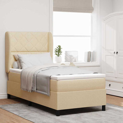 Boxspring bed met hoofdeinde Crème 90 x 190 cm Stof