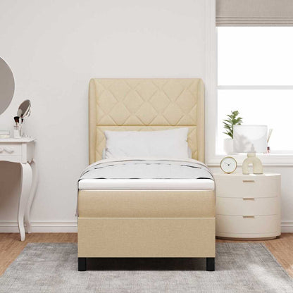 Boxspring bed met hoofdeinde Crème 90 x 190 cm Stof